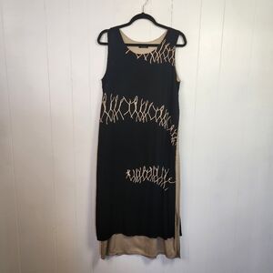 Animale Black Sleeveless Midi Dress Pockets Size Medium Lagenlook Boho Summer